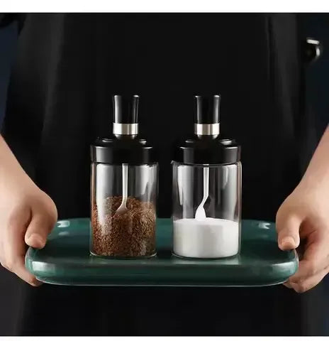 Oil Bottle Set 4 Piece Daisy Glass Spice Set With 3 Spice Jars 180ml And 1 Oil Bottle 750ml