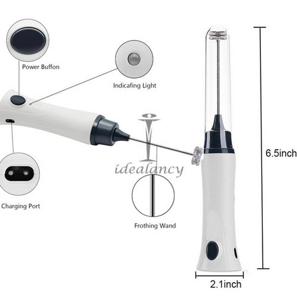 Rechargeable Electric Coffee Frother & Milk Beater �Handheld Foam Maker with Stainless Steel Whisk, USB Charging, and Powerful Motor