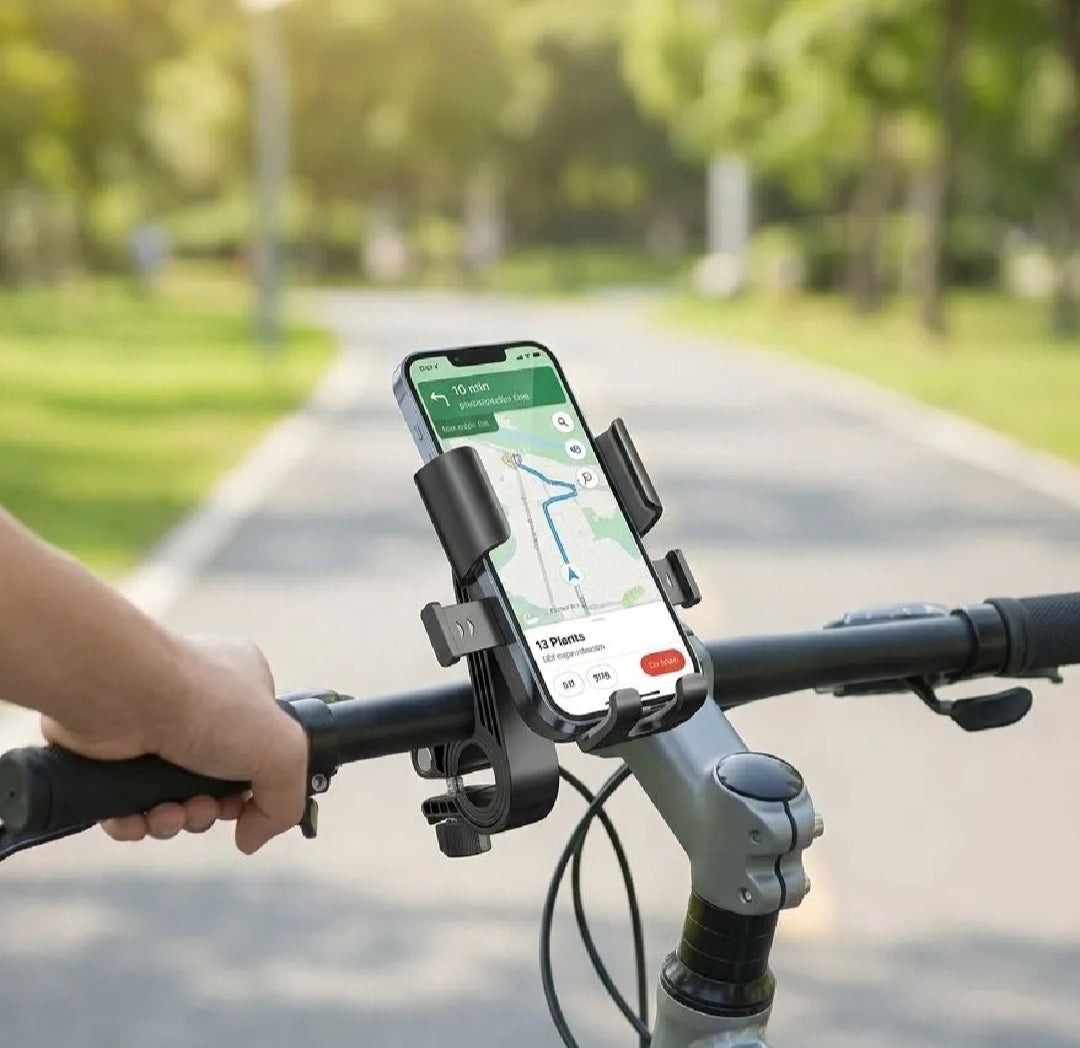 FLY Universal Mechanical Bike & Motorcycle Phone Mount �360? Adjustable Handlebar Bracket for Bicycles, Scooters & E-Bikes