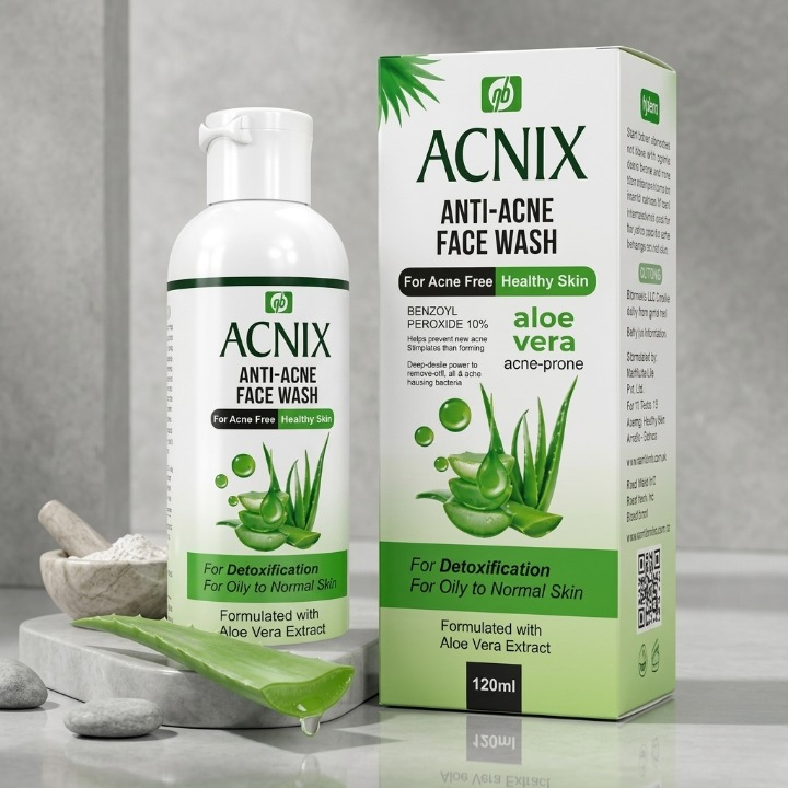 ACNIX Anti Acne Face Wash Deep Cleansing Formula With Benzoyl Peroxide And Aloe Vera 120 ml