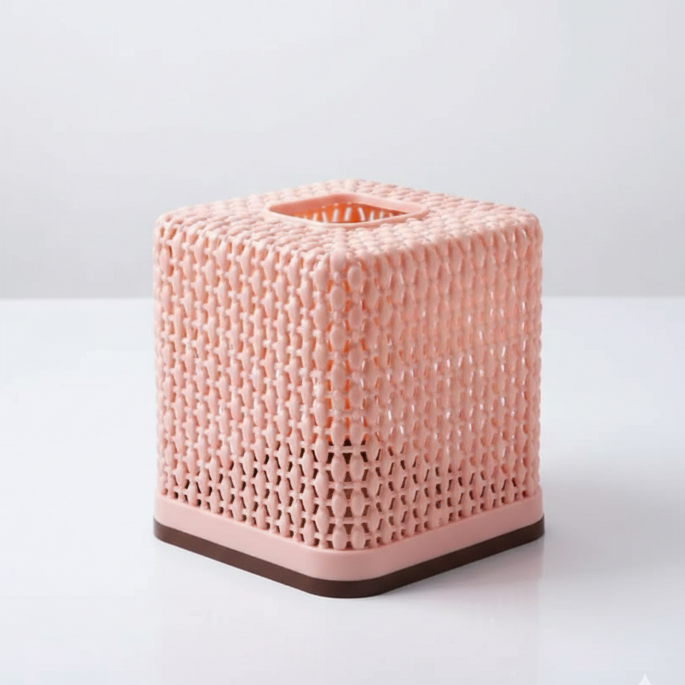 Rose Square Tissue Roll Box Plastic Decorative Tissue Holder For Home Office Kitchen And Bathroom (Random Color)
