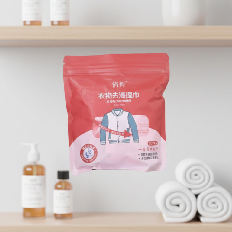 Portable Clothing Stain Remover Wipes (20 Count) �Instant Emergency Spot Cleaner for Food, Grease & Coffee Stains on Jackets & Cotton