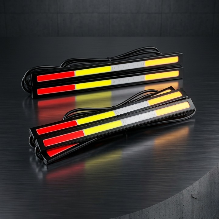 Universal Multi-Color COB LED DRL Strip Lights �Ultra-Bright Daytime Running Lights for Cars & Motorcycles (1 Pair)