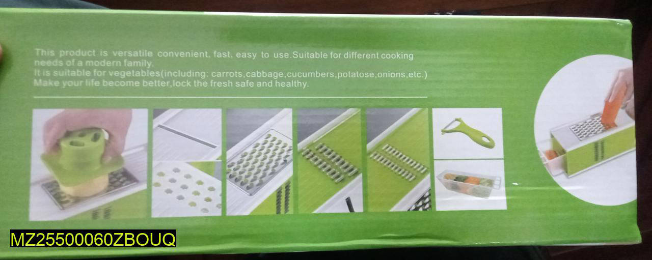 5-in-1 Grater Slicer Mandolin Green White Stainless Steel