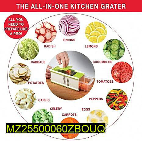5-in-1 Grater Slicer Mandolin Green White Stainless Steel