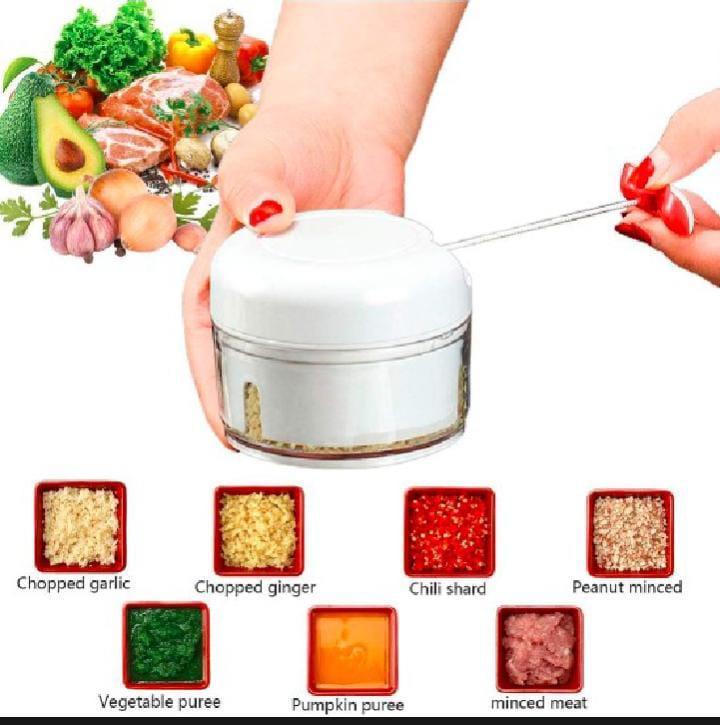 Manual Food Chopper White Compact Easy Use