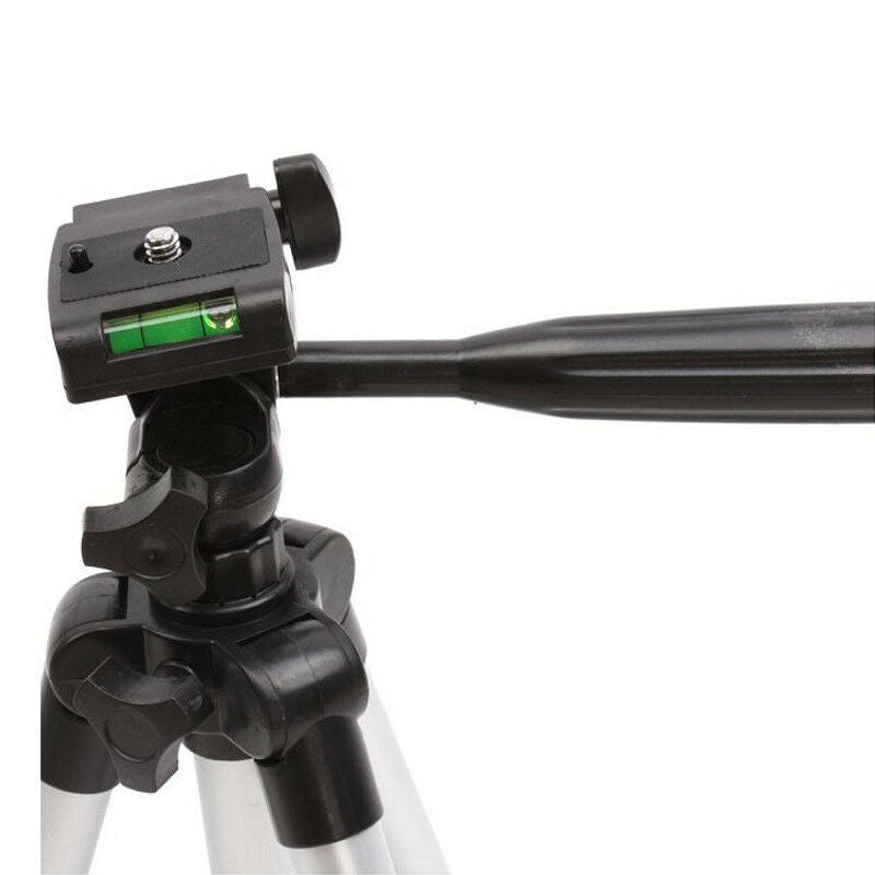 Adjustable Tripod Stand for Mobile Phones and Cameras with Mobile Holder, Portable DSLR Stand for Vlogging, Universal Silver Model 3110 and Bag