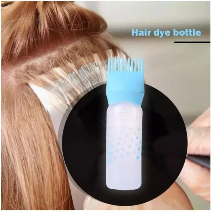 Hair Oil Comb Applicator Bottle with Graduated Scale �Professional Hair Coloring, Oiling & Scalp Treatment Tool ~ Random Color (1Pc)