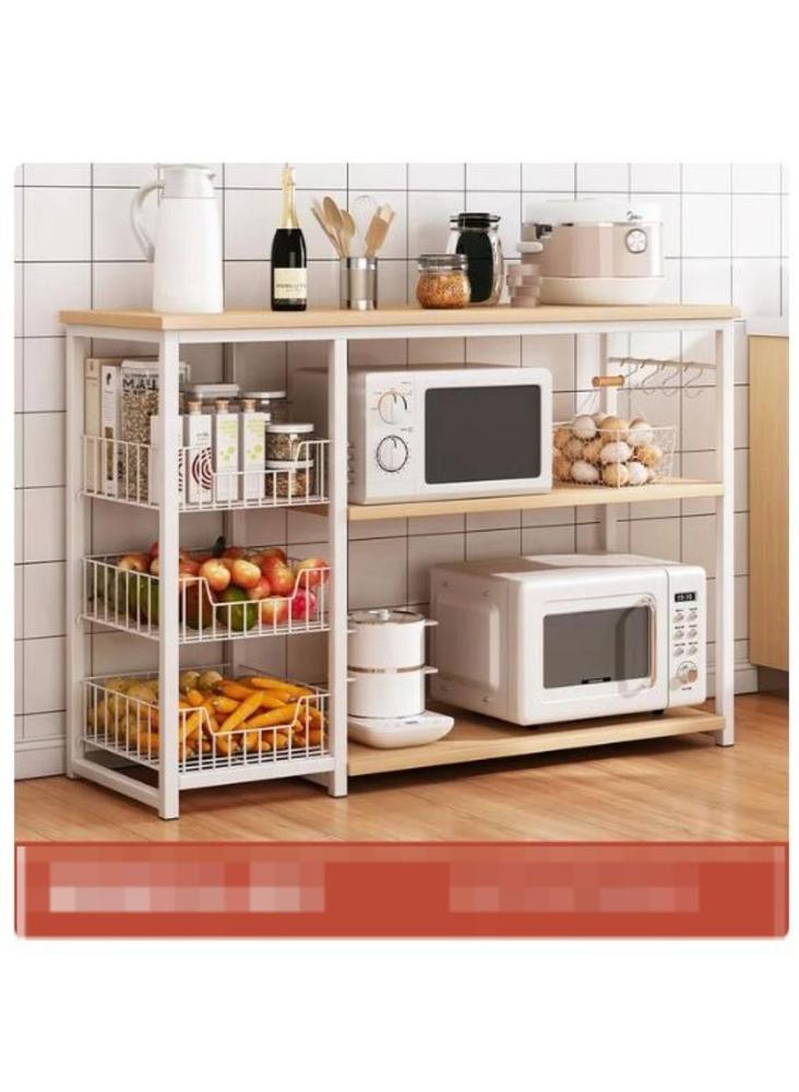 3 Layer Kitchen Rack Black White Iron