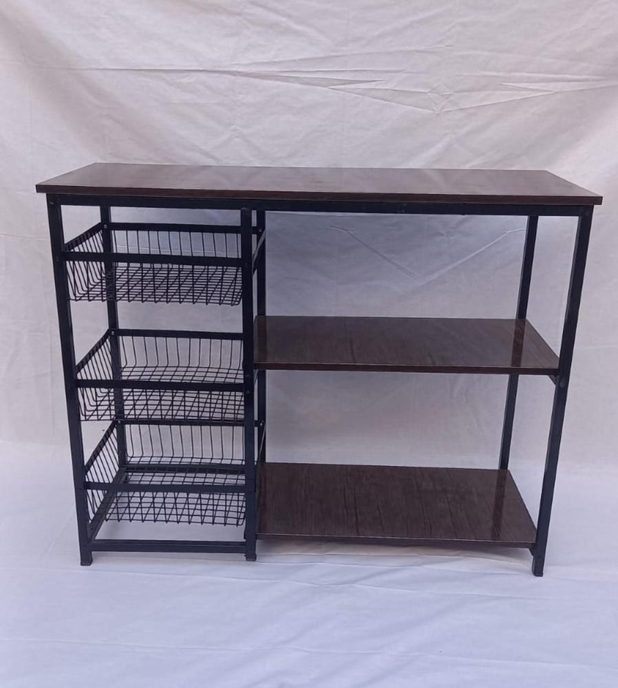 3 Layer Kitchen Rack Black White Iron