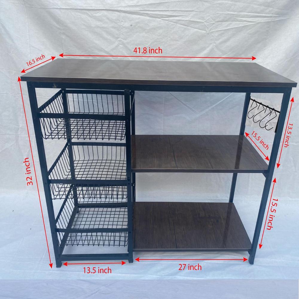 3 Layer Kitchen Rack Black White Iron