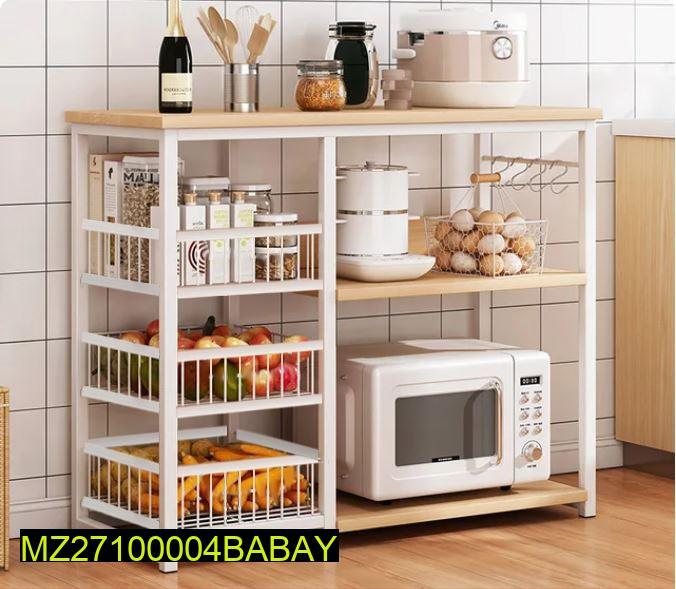 Iron Oven Rack with 5 Shelves & Microwave Storage