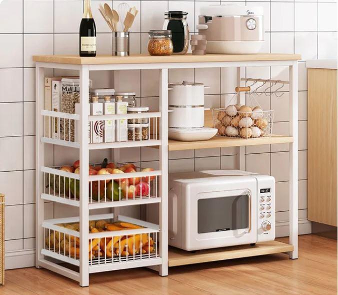 Iron Oven Rack with 5 Shelves & Microwave Storage