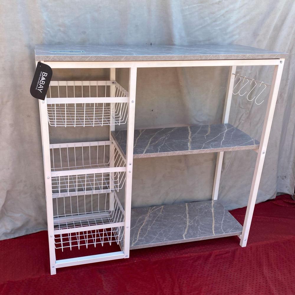Iron Oven Rack with 5 Shelves & Microwave Storage