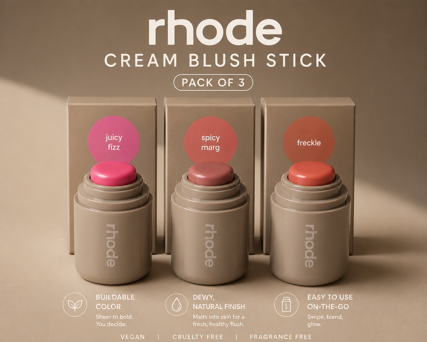 Rhode Cream Blush Stick Pack of 3