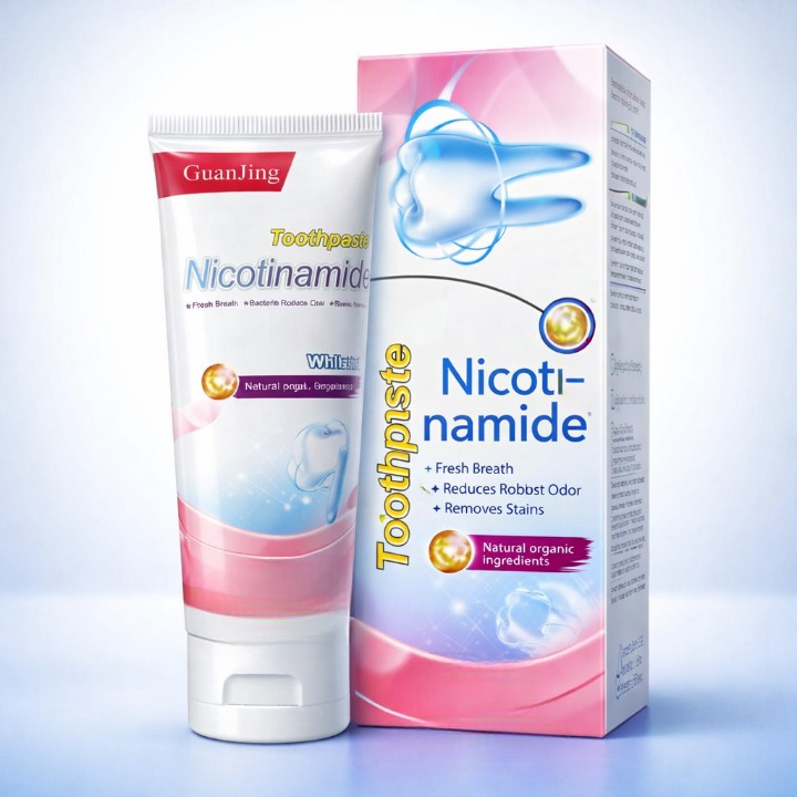 GuanJing Nicotinamide Teeth Whitening Toothpaste �Natural Organic Ingredients for Fresh Breath, Bacteria Reduction & Stain Removal - 80ml