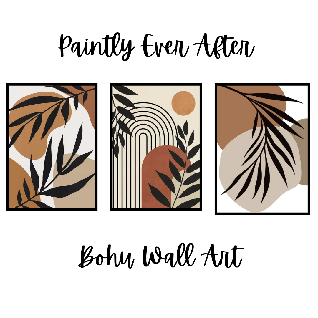 Set of 3 Abstract Botanical Wall Art Frames �8x11" MDF with Sticky Backing