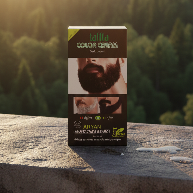 Aryan Mustache & Beard Color Cream (Dark Brown) �5-Minute Instant Grey Coverage with Plant Extracts