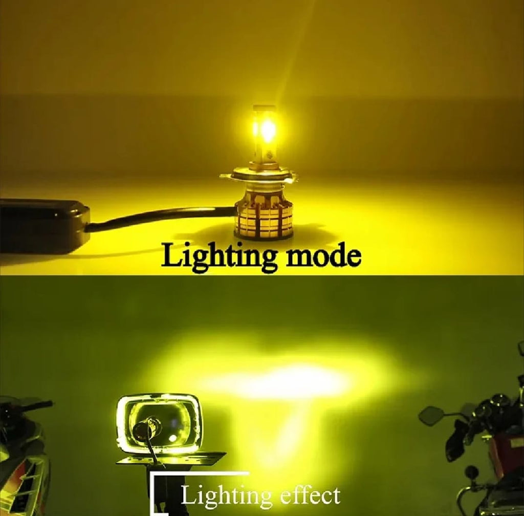 M3 LED Motorbike Headlight Bulb with Cooling Fan �55W 3-Color Flash (White/Yellow/High Beam) Waterproof Universal Fit