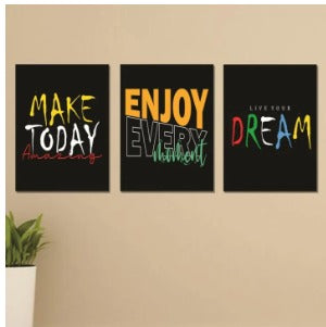 Set of 3 Wooden Photo Tile Wall Art Frames (8?11 Inches) �Premium MDF Spiritual Wall D?or with Easy Stick Back