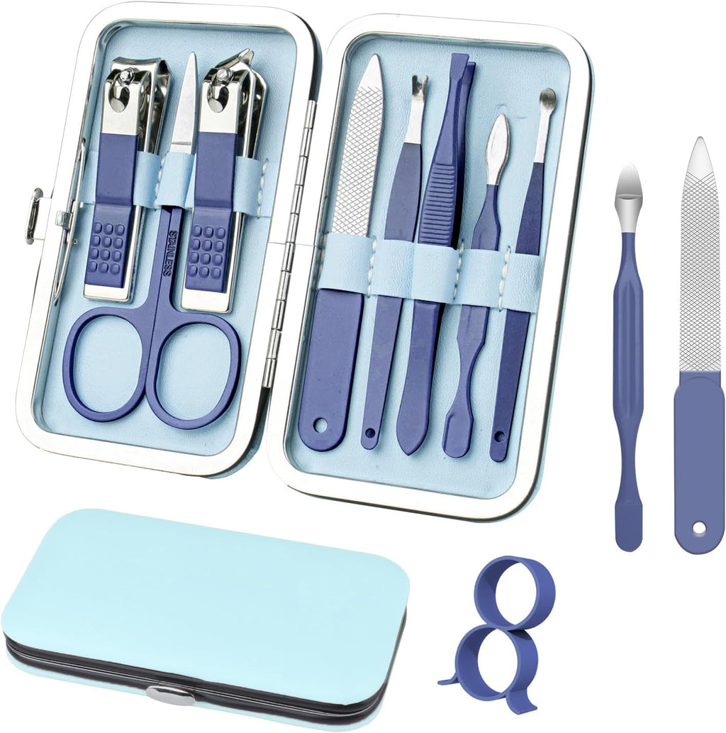 Premium Manicure &amp; Pedicure Kit �Stainless Steel Nail Clippers Set with Grooming Tools for Hand, Foot &amp; Facial Care �Travel Case Included ( 10 PCS Creative Smiley Nail Tool Set )