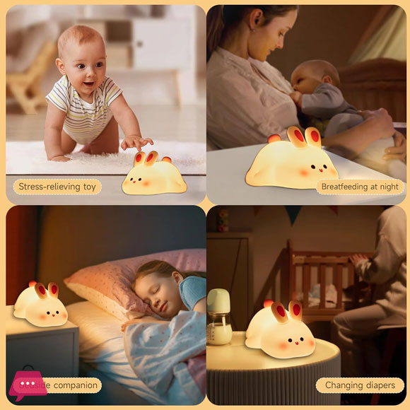Silicon Rabbit Lamp - Cute Lamps - Rechargeable Rabbit Lamp With Touch Sensor - Bunny Night Lamps for Kids