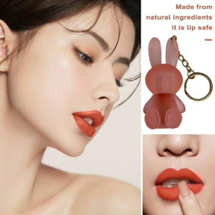 Cute Rabbit Keychain Lipgloss �Adorable, Portable & Hydrating Lip Care with Glossy Shine - Shade of Nude
