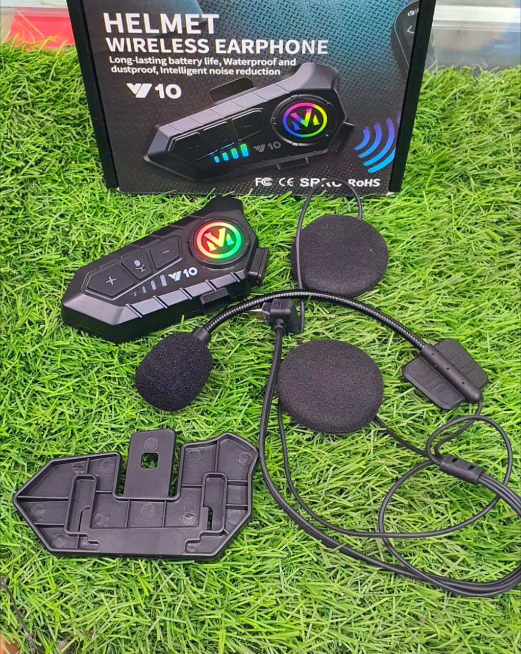 Motorcycle Helmet Bluetooth Headset Bluetooth 5.3 Smart Noise Reduction IPX6 Waterproof HiFi Headphones ~ Rechargeable