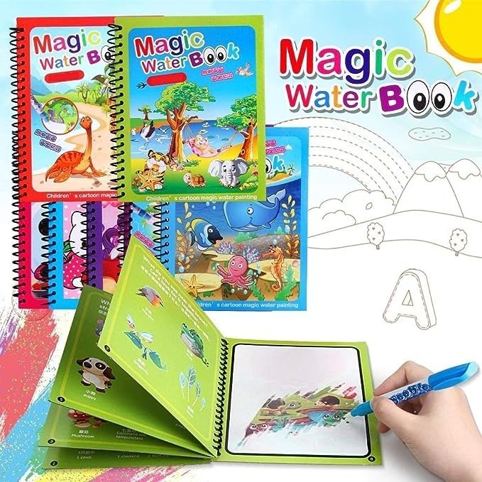 Magic Water Coloring Book for Kids �Reusable Drawing & Painting Fun (Random Colors & Designs)