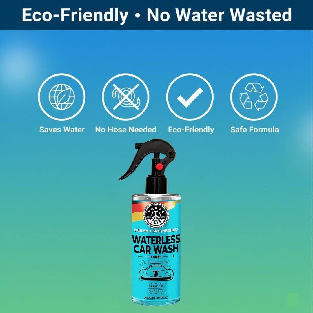THREE GUYS Waterless Car Wash Spray 250ml | German Engineered | Car Cleaner & Polish | No Rinse Eco-Friendly Formula