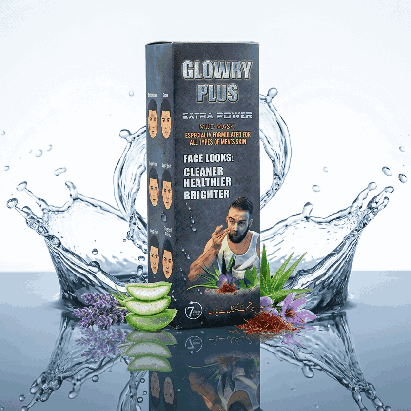 GLOWRY PLUS Extra Power Mud Mask for Men | Deep Pore Cleanser & Oil Control Face Mask | Natural Skin Brightening & Cooling Mud Mask