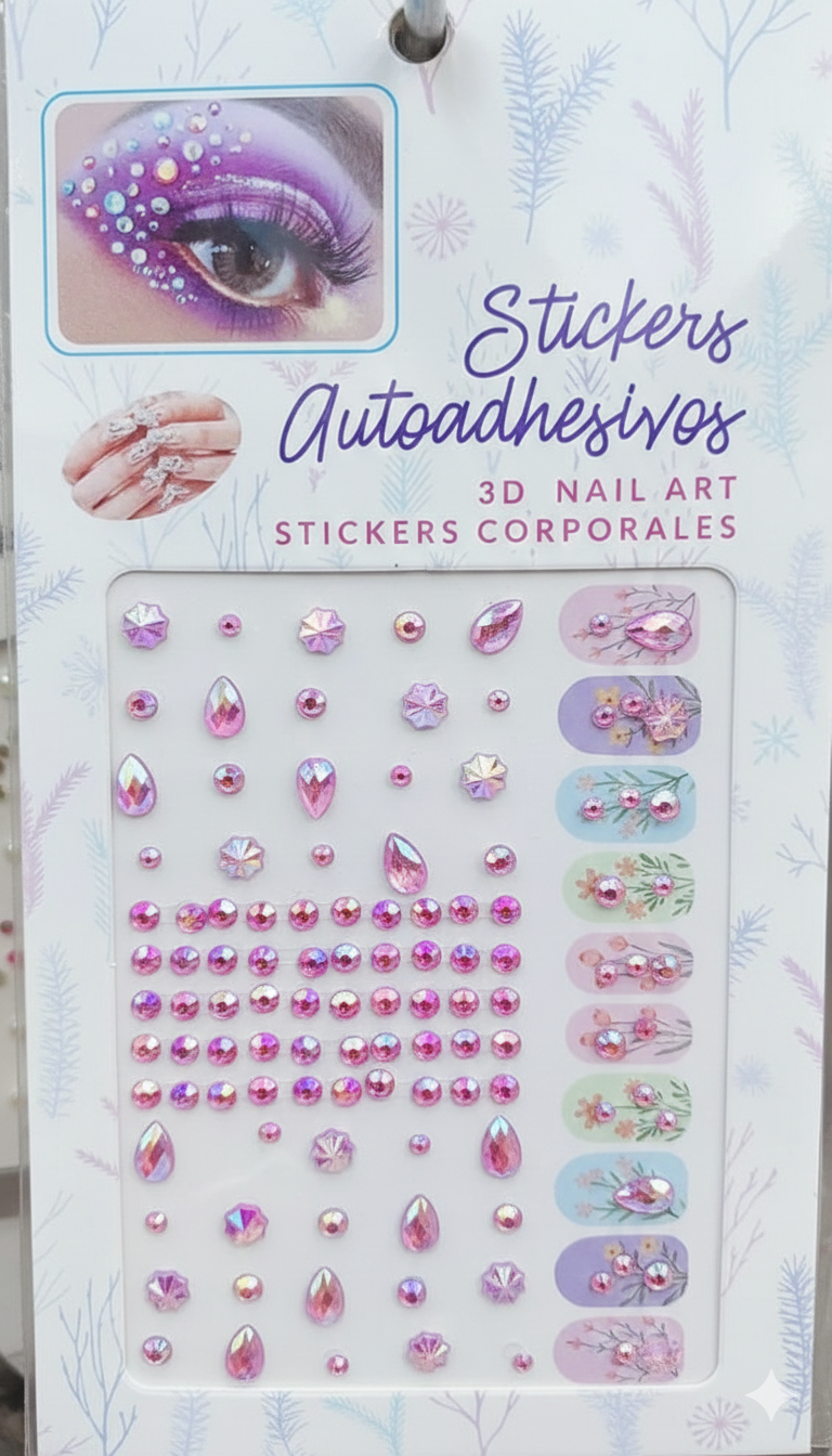 Temporary Tattoo for Women �Rhinestone Gems Face & Body Sticker | Self-Adhesive Crystal Makeup Decoration for Parties & Festivals (Random Design)