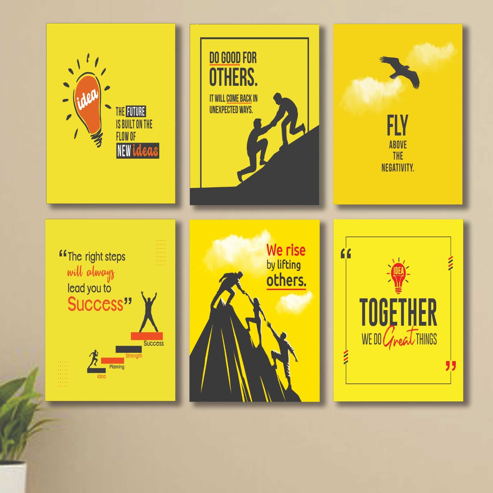6 PC Motivational Wall Decor Cardboard Phototiles Durable Stylish Elegant And Inspiring Decorative - 8*11