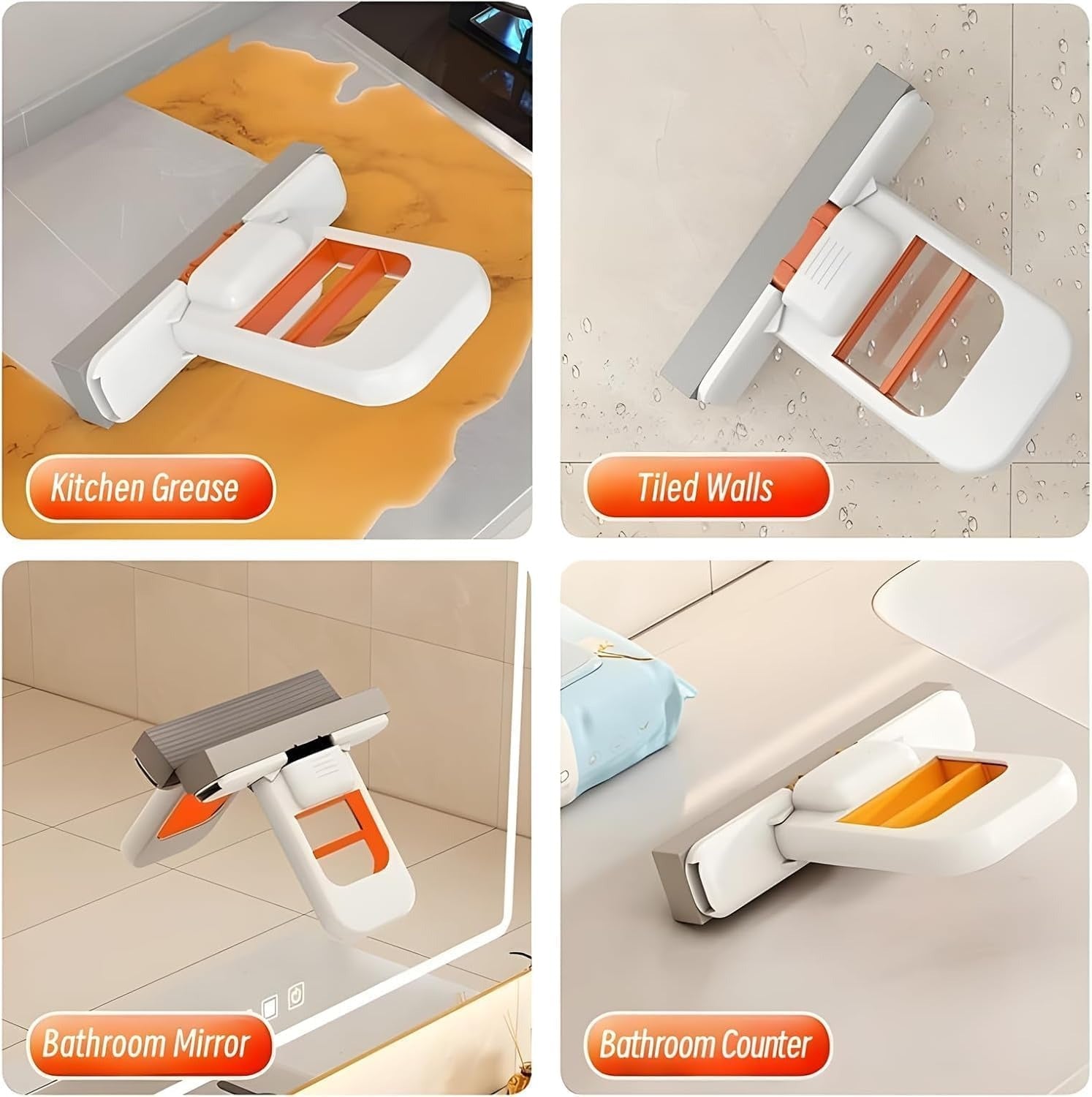 Foldable Desktop Mini Sponge Mop | Portable Wet & Dry Cleaning | Self-Squeezing Mop for Kitchen, Bathroom, Car & Glass