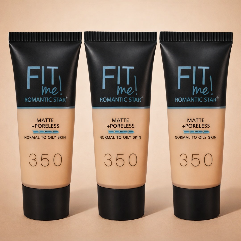 Fit Me! Romantic Star Matte + Poreless Liquid Foundation (Shade 350) �Oil-Controlling, Pore-Blurring Long-Wear Foundation for Normal to Oily Skin