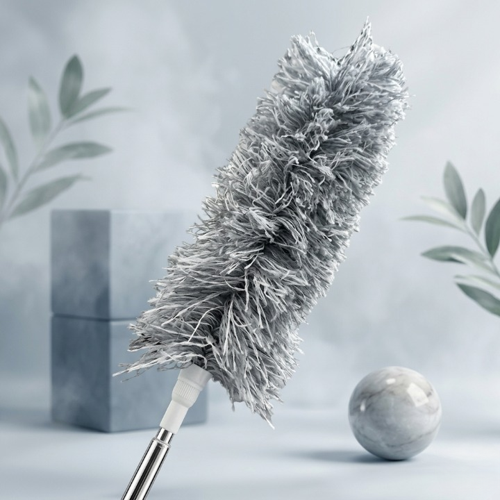Grey Microfiber Flexible Duster �Extendable & Bendable Cleaning Tool with Telescopic Pole for High Ceilings, Fans, and Tight Corners