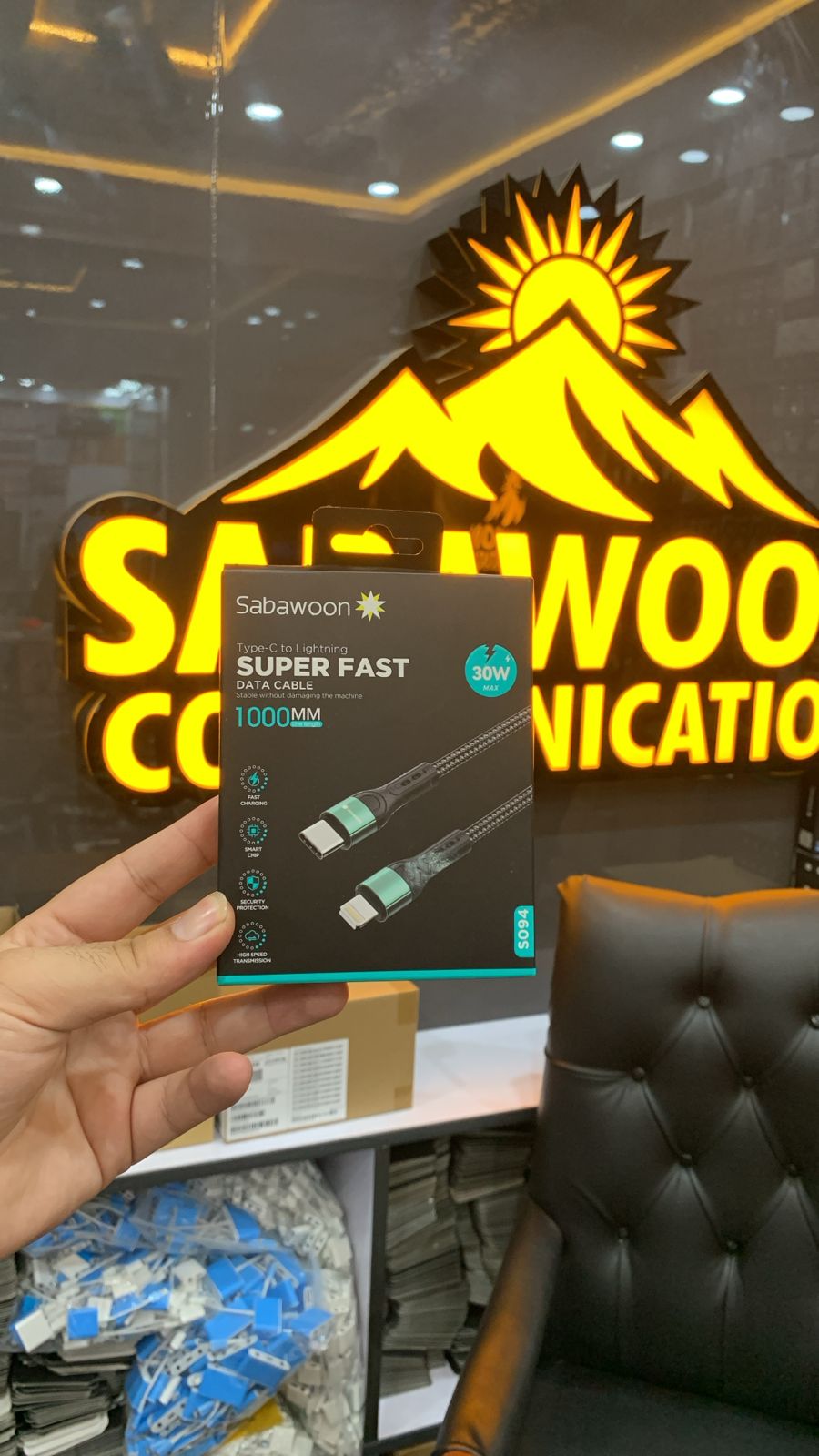 Sabawoon 30W Super Fast Type-C to iPhone Data Cable �1000mm Fast Charging Cable