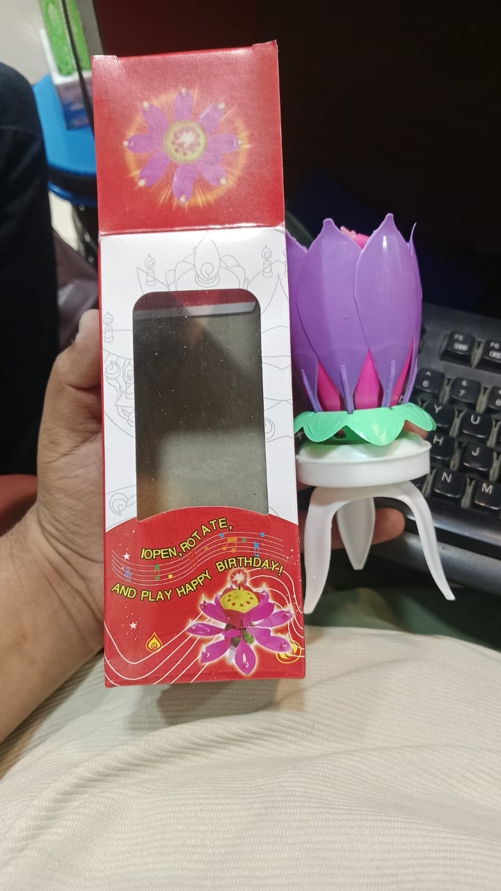 Melody Birthday Candle Musical Flower Candle With Rotating Petals Colorful Flames And Happy Birthday Tune For Celebrations (Large Size)