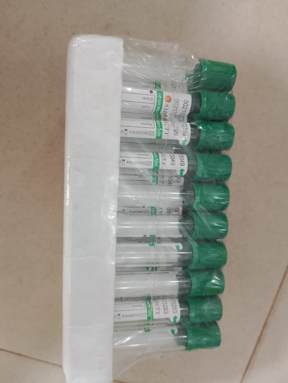 SAFETY Lithium Heparin Vacuum Blood Collection Tubes (Glass, 3ml, 13x75mm) - Pack of 100