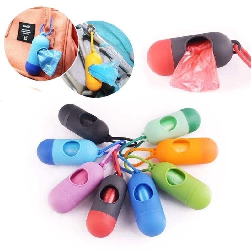 1Pc Baby Diaper Bag Dispenser With Rope/Hook | Includes 1 Roll Of 18 Disposable Bags | Random Colour