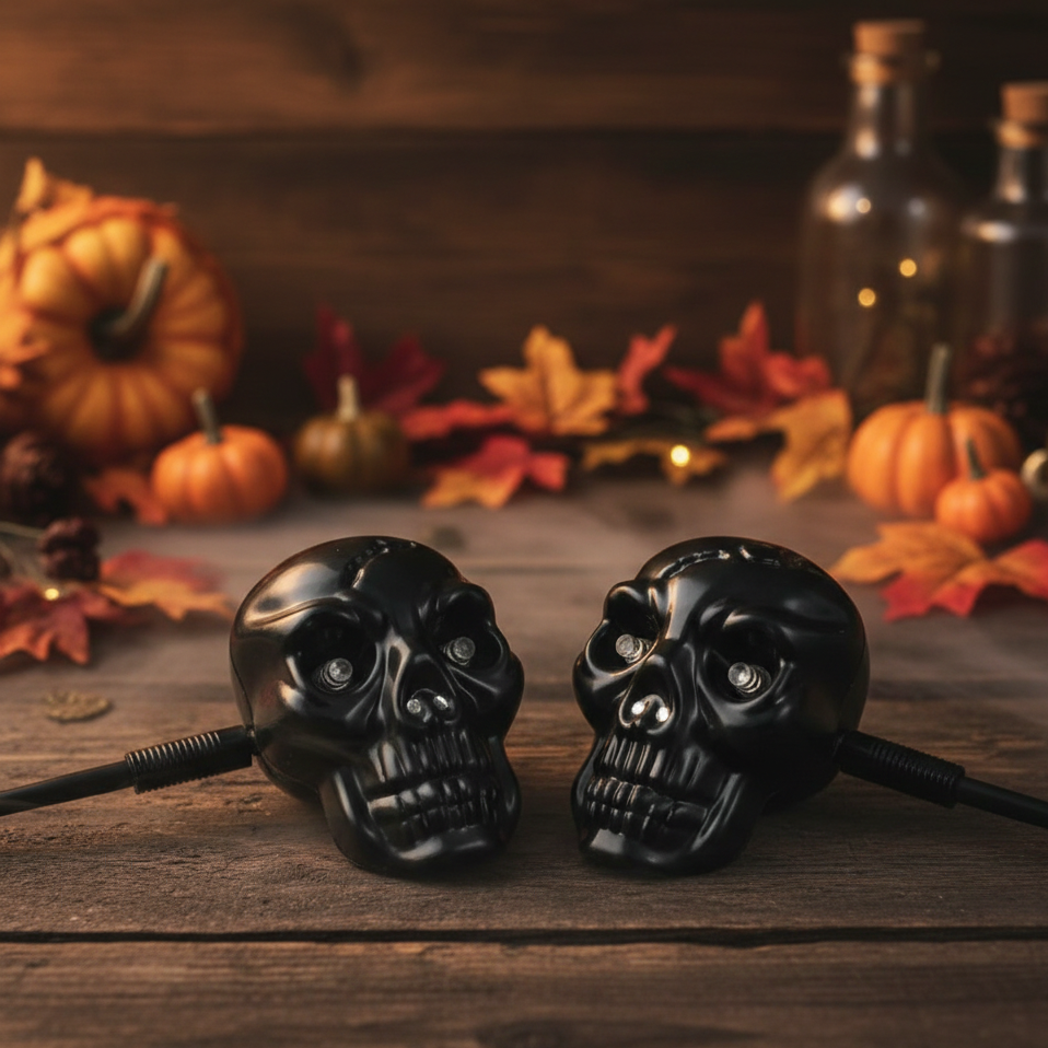 Special Decoration Fancy Stylish Skull Shape Motorcycle Indicators | Pack of 2 | White