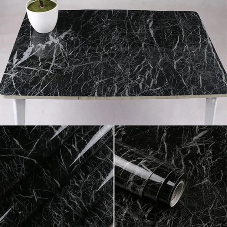 Deal (pack of 2 )Self Adhesive Sheet for Kitchen / Waterproof Anti Oil &amp; Heat Resistant Wallpaper Sheet (Black and white)Size 45?200