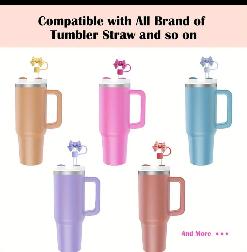 1PC Cute Bow Straw Cap Cover for 10mm Straws �Fits Stanley Tumbler Cups, Dustproof & Leak-Resistant (Random Color)