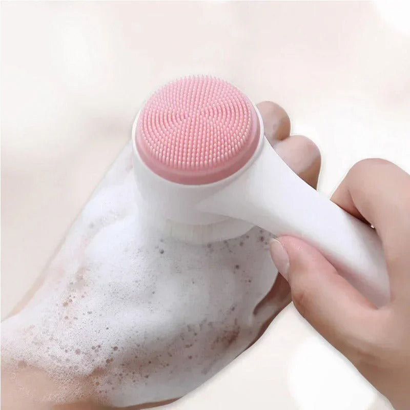 3D Double-Sided Silicone Face Cleanser | Portable Facial Cleansing & Massage Brush | Random Color