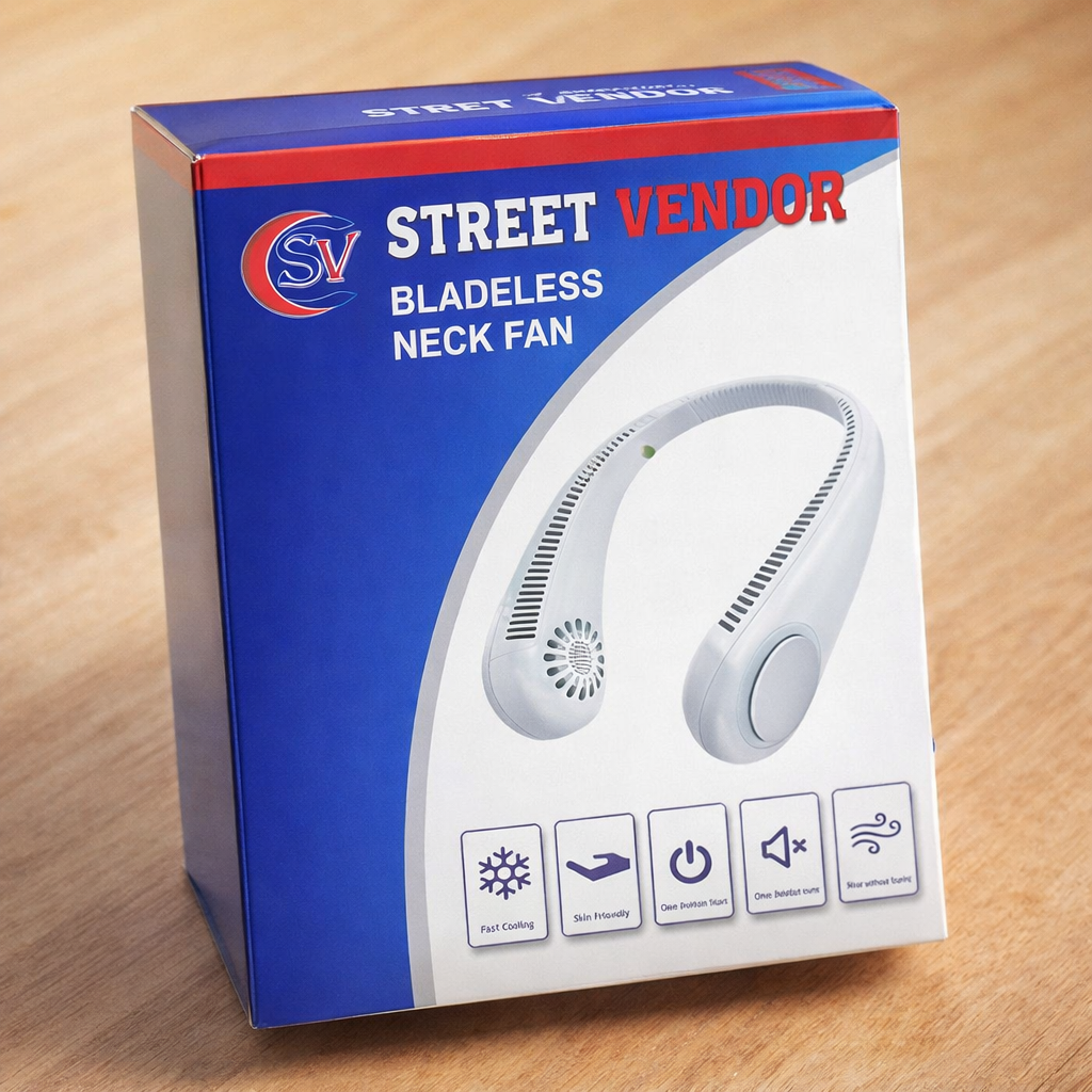 STREET VENDOR Premium Silicone Variant Bladeless Neck Fan �Ultra-Soft Wearable Personal Air Cooler & Purifier