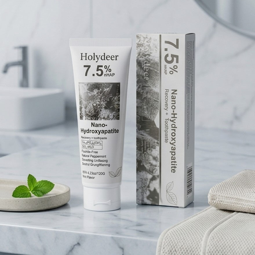 Holydeer 7.5% nHAP Nano-Hydroxyapatite Recovery Toothpaste | Fluoride-Free Enamel Strengthening & Sensitivity Relief | Mint Flavor (100g)