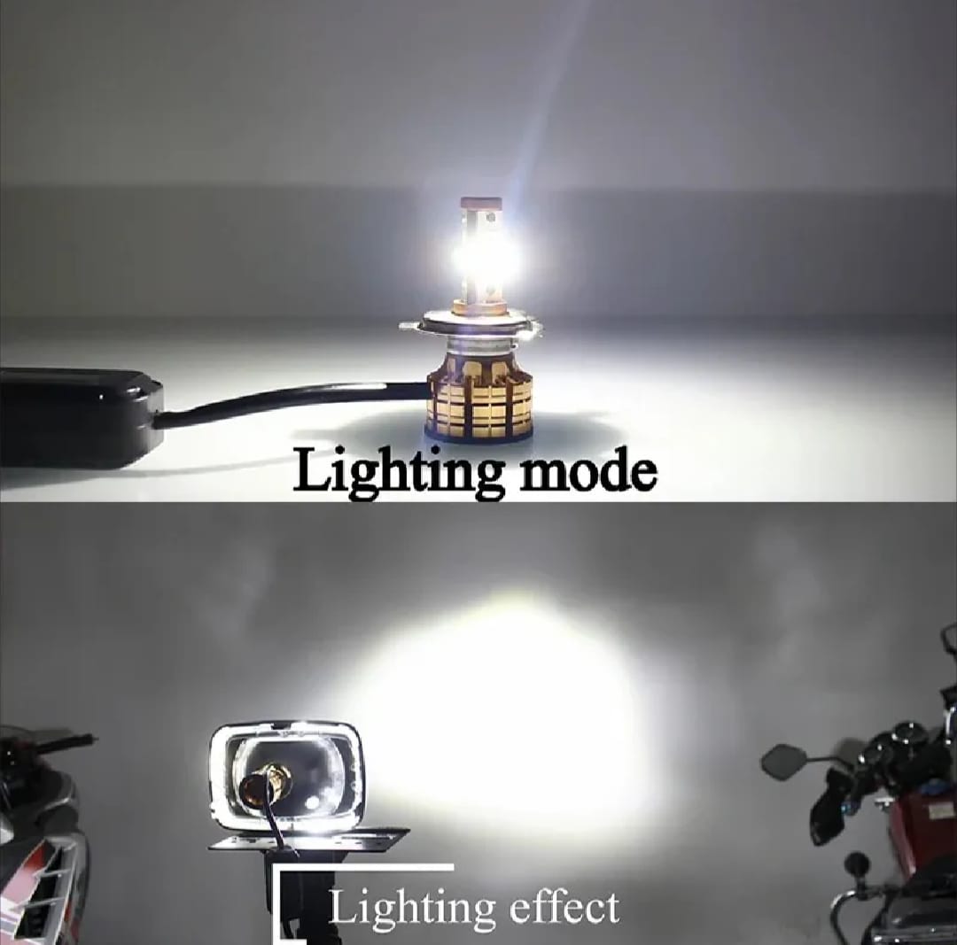 M3 LED Motorbike Headlight Bulb with Cooling Fan �55W 3-Color Flash (White/Yellow/High Beam) Waterproof Universal Fit