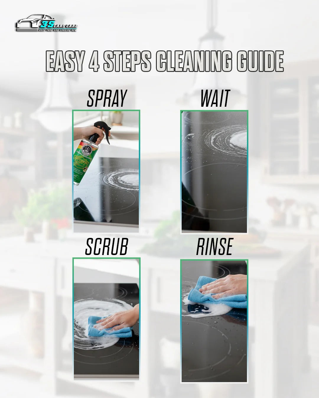 Kitchen Cleaner & Degreaser �Heavy Duty, Germ-Killing & Grease-Fighting Formula | THREE GUYS - German Engineered (250) ML