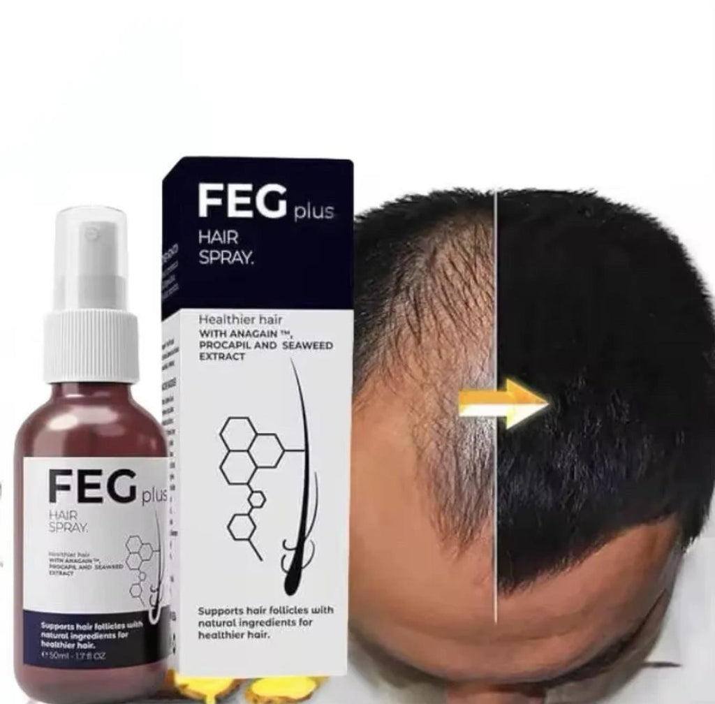 FEG PLUS Hair & Beard Regrowth Spray �Anti Hair Loss Formula with Minoxidil, Redensyl & Natural Extracts (50ml)