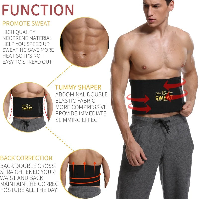 Men Waist Trainer Slimming Belt �Abdominal Sweat Body Shaper Girdle for Weight Loss Support